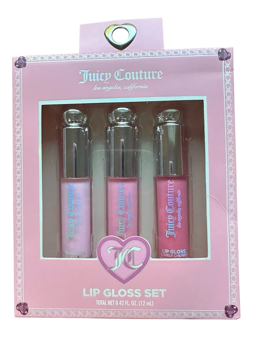 Juicy Couture Lip Gloss Set 3pc Vanilla Ice Strawberry Cream Lovely Cherry New